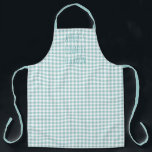 Country Gingham Check Blue and White Personalized Apron<br><div class="desc">Country style Blue and White Gingham Apron which you can personalize with your business name or custom text. The lettering is printed in skinny font typography in a darker shade of blue.</div>