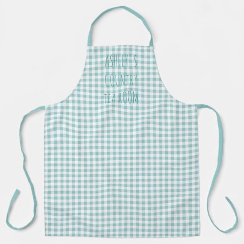 Country Gingham Check Blue and White Personalized Apron