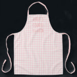 Country Gingham Check Pink and White Personalized Apron<br><div class="desc">Country style Pink and White Gingham Apron which you can personalize with your business name or custom text. The lettering is printed in skinny font typography in a darker shade of pink.</div>