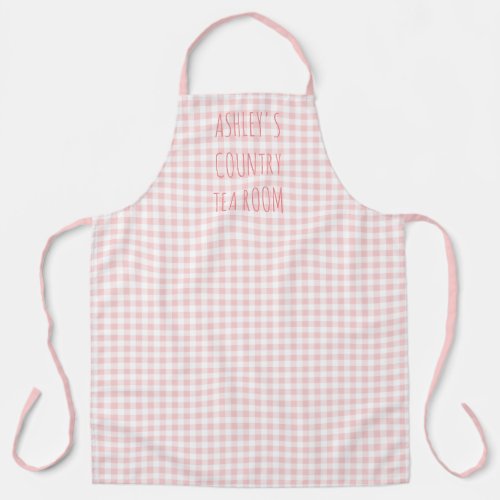 Country Gingham Check Pink and White Personalized Apron