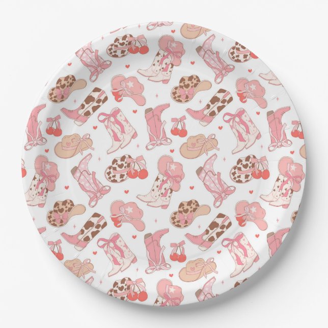Country Girl Cowboy Boots n’ Hats Paper Plates (Front)