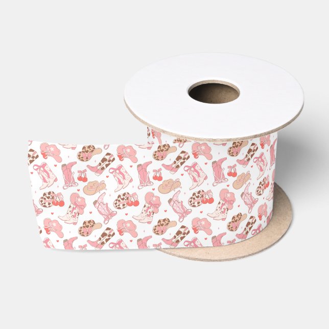 Country Girl Cowboy Boots n’ Hats Satin Ribbon (Spool)