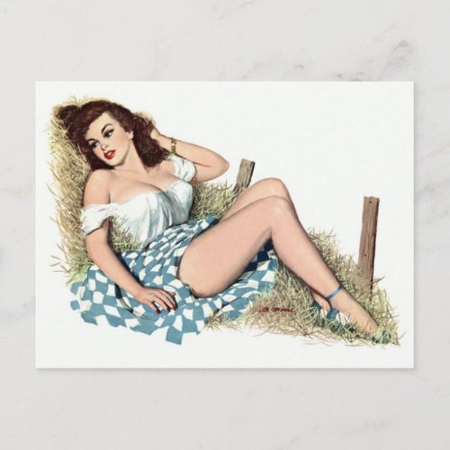 Country girl _ Vintage Pin up Postcard