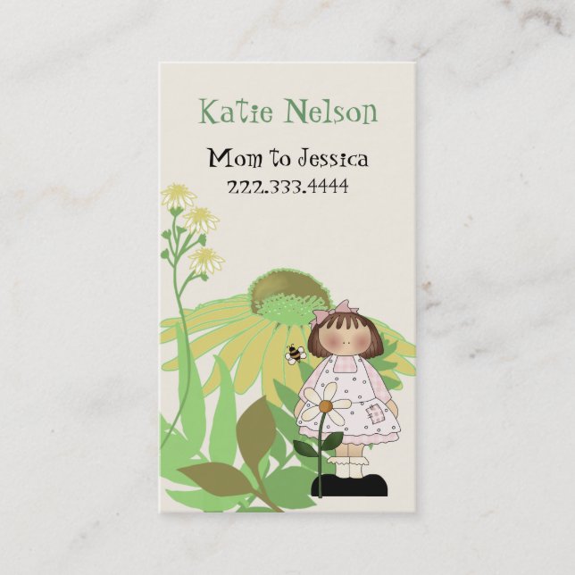 Country Girl with Flowers Mommy Card (Front)