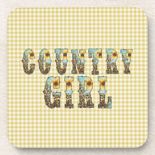  Country Girls Typography Beverage Coaster