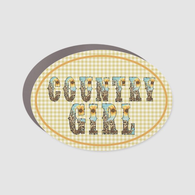  Country Girls Typography Car Magnet (Front)
