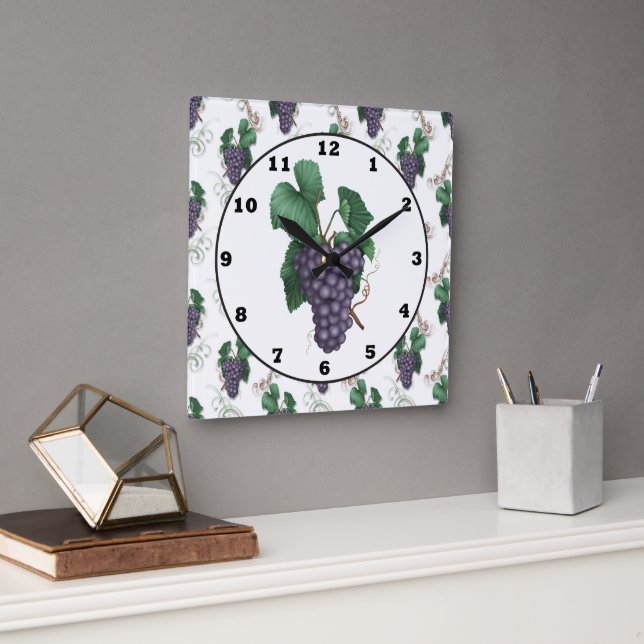 Country Grapes kitchen wall clock (Office)
