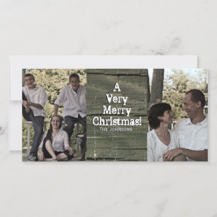 Country Gray Barn Two Photo Christmas Card