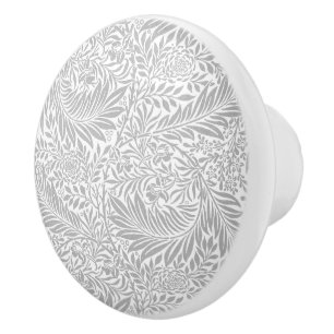 Country Gray William Morris Leaf Pattern  Ceramic Knob