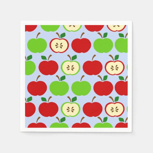 Country Green and Red Apples Fruit Pattern Napkins