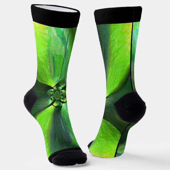 Country Green Leaf Fox Modern Socks (Angled)