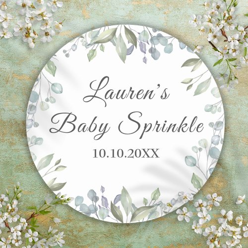Country Greenery Baby Sprinkle Classic Round Sticker