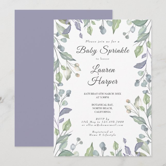 Country Greenery Baby Sprinkle / Shower Invitation (Front/Back)