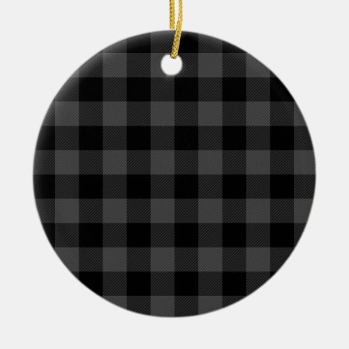 Country grey and black plaid ceramic ornament