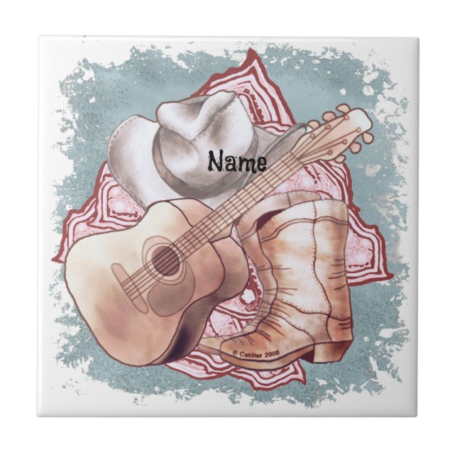 Country Guitar  Ceramic Tile (Front)