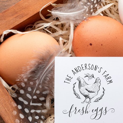 Country Hand_drawn Family Farmhouse Hen Fresh Egg Self_inking Stamp