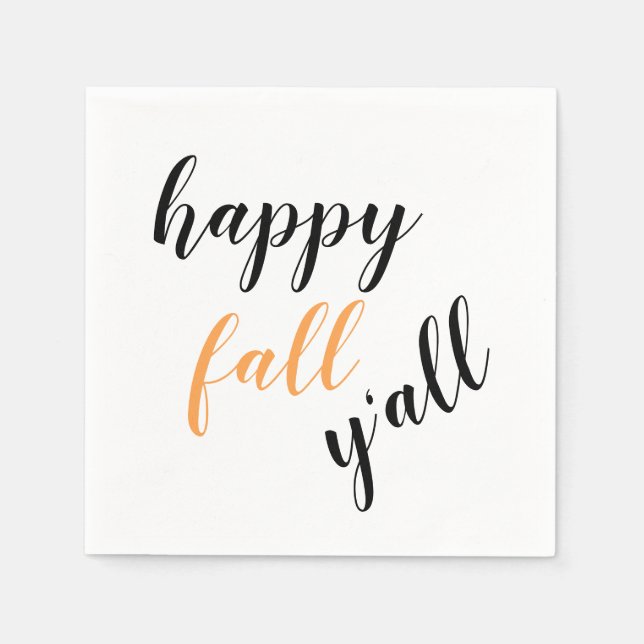 Country Happy Fall Y'all Festive Trendy Saying Napkins (Front)