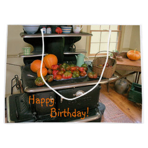 Country Harvest Cookstove Birthday Large Gift Bag