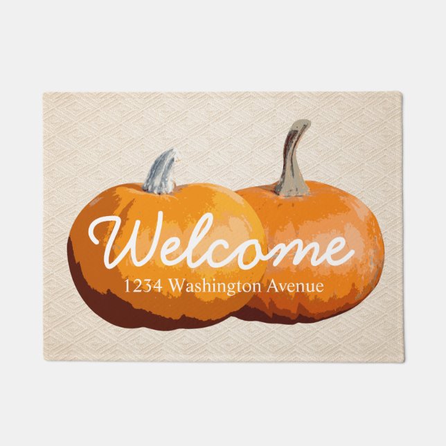 Country Harvest Pumpkins Welcome - Personalized Doormat (Front)