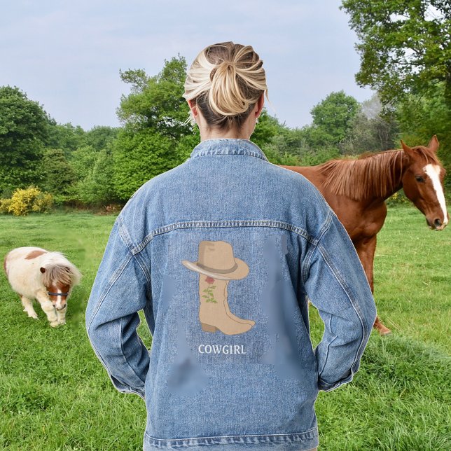Country Hat and Boots Cowgirl Denim Jacket (Creator Uploaded)