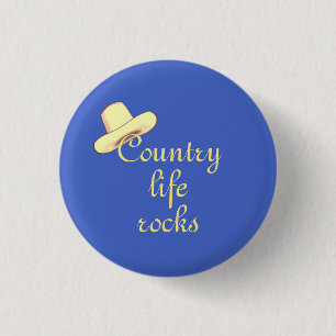 Country Hat & Calligraphy Button