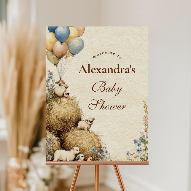 Country Hay Bale Farm Animals Baby Shower Foam Board (Creator Uploaded)