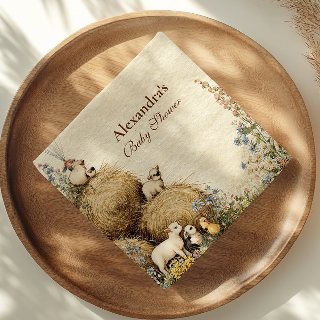 Country Hay Bale Farm Animals Baby Shower Napkins (Creator Uploaded)