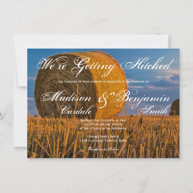 Country Hay Bale Rural Wedding Invitations (Front)