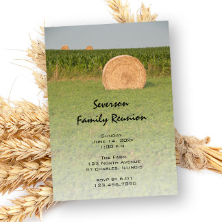 Country Hay Bales Farm Family Reunion Invitation