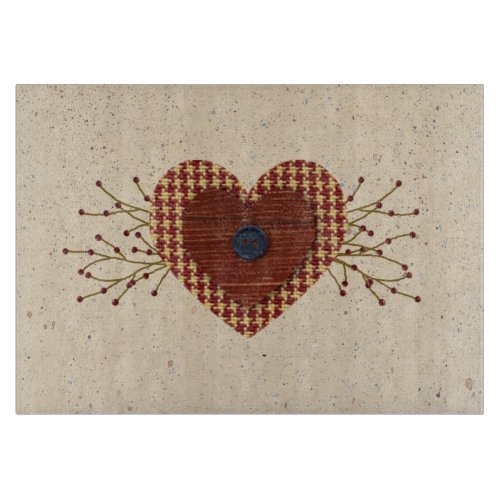 Country Heart Glass Cutting Board