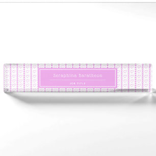 Country Heart Stripe Pattern Personalized Desk Name Plate