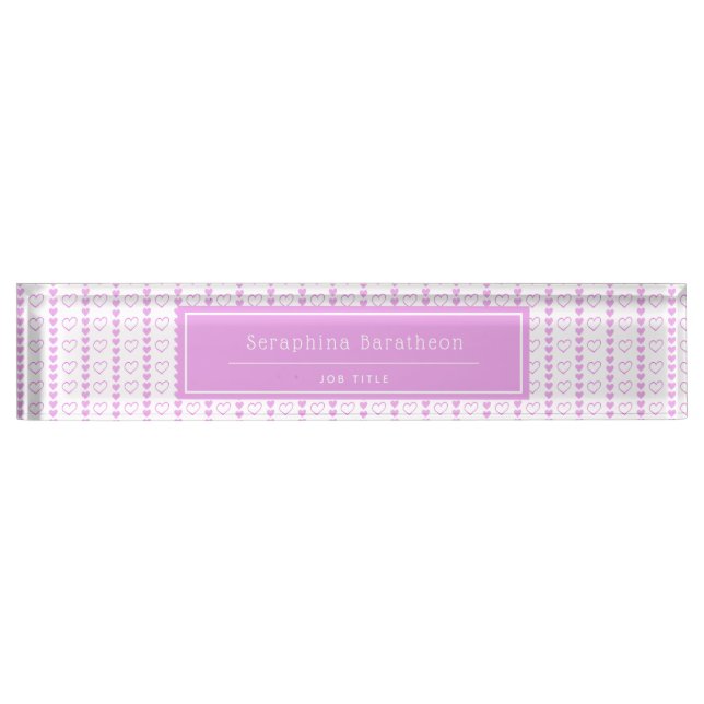 Country Heart Stripe Pattern Personalized Desk Name Plate (Front)