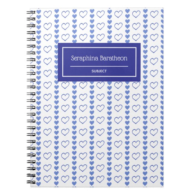 Country Heart Stripe Pattern Personalized Notebook (Front)