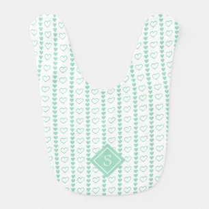 Country Heart Stripes Pattern Monogram Baby Bib