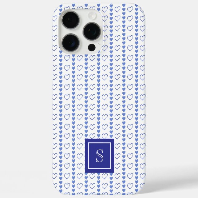 Country Heart Stripes Pattern Monogram Case-Mate iPhone Case (Back)