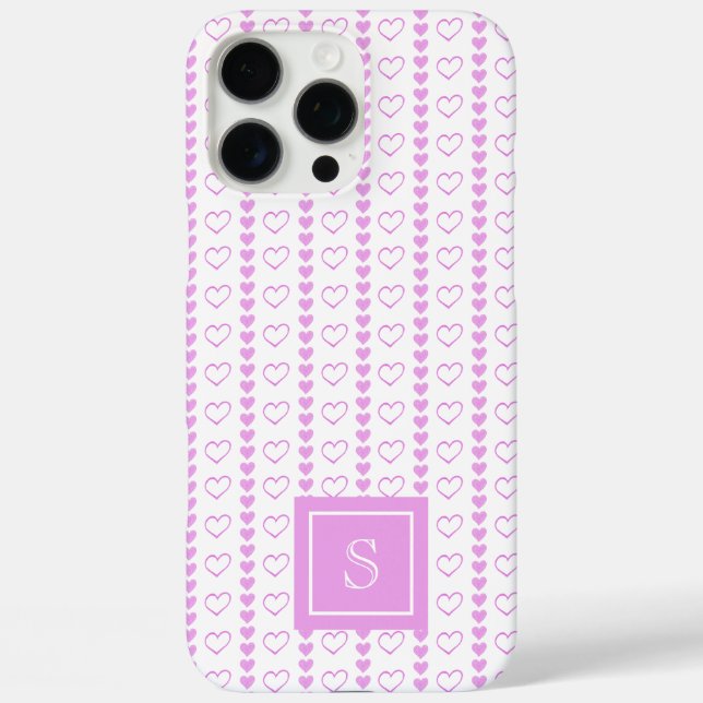 Country Heart Stripes Pattern Monogram Case-Mate iPhone Case (Back)