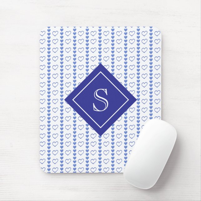 Country Heart Stripes Pattern Monogram Mouse Pad (With Mouse)
