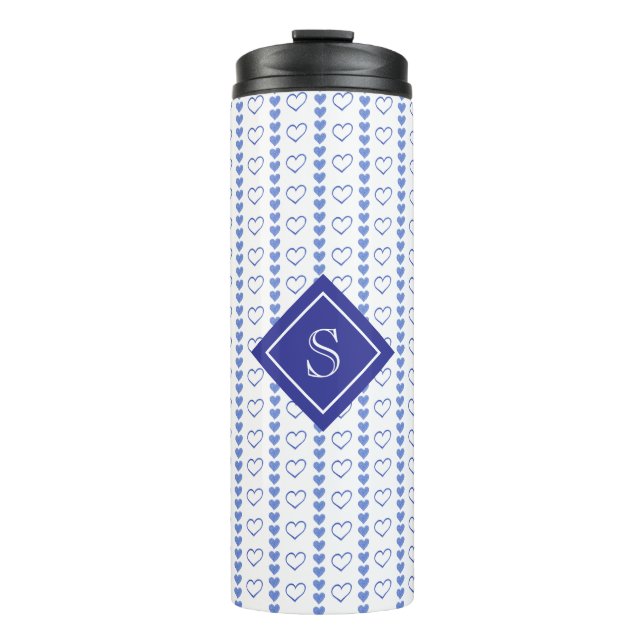 Country Heart Stripes Pattern Monogram Thermal Tumbler (Front)