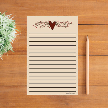 Country Heart Thick Line Stationery by PinkiesEZ2C at Zazzle