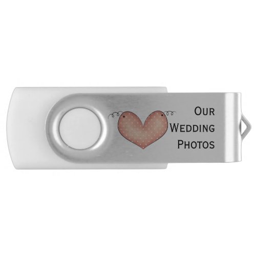 Country Heart Wedding Swivel USB Drive
