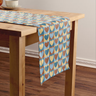Country Hearts Pattern Medium Table Runner