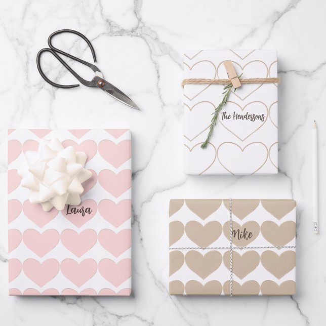 Country Hearts  Personalized   Wrapping Paper Sheets (Front)