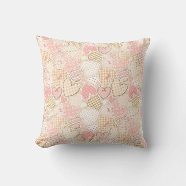 Country Hearts Throw Pillow (Front)