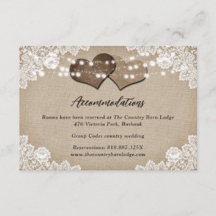 Country Hearts Wedding Hotel Accommodation Card