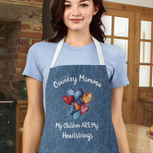 Country Heartstrings Personalized Mom Name Apron