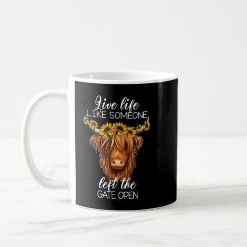 Country Heifer Highland Cow With Sunflowers Farm F Coffee Mug