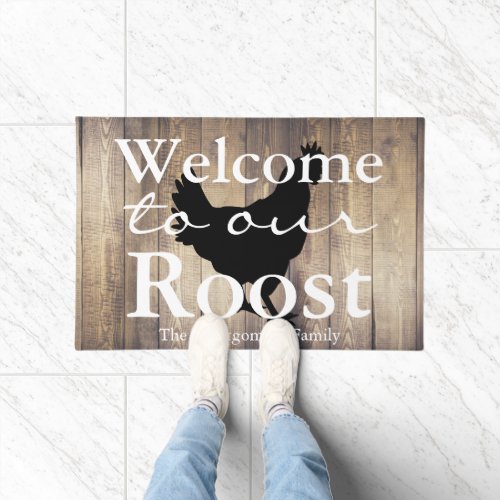 Country Hen Welcome to our Roost Family Name Doormat