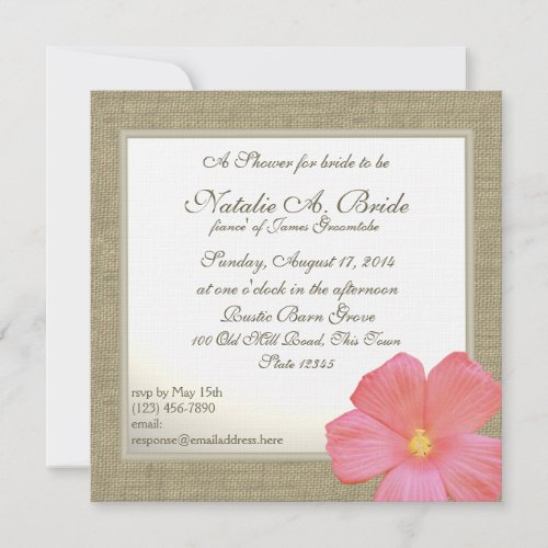 Country Hibiscus Tropicl Bridal Shower Announcement
