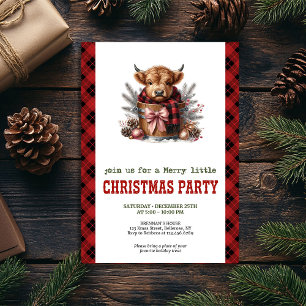 Country highland cow Christmas party invitation
