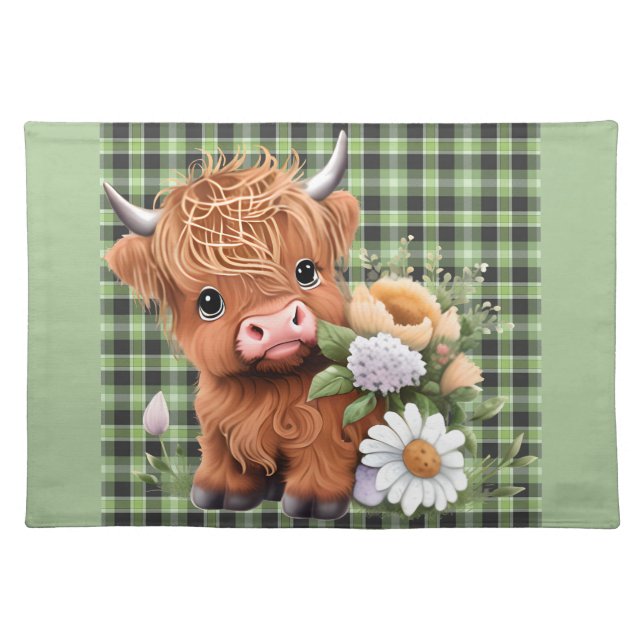 Country Highland Cow Laminated  Placemat (Front)